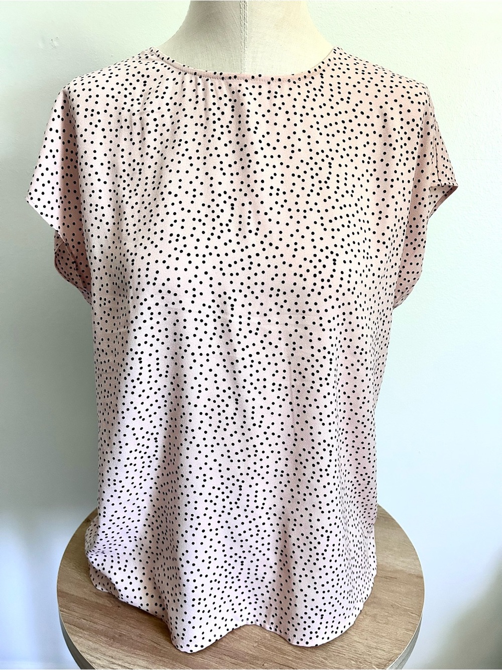 Halogen Pink Polka Dot Cap Sleeve Blouse Size Small